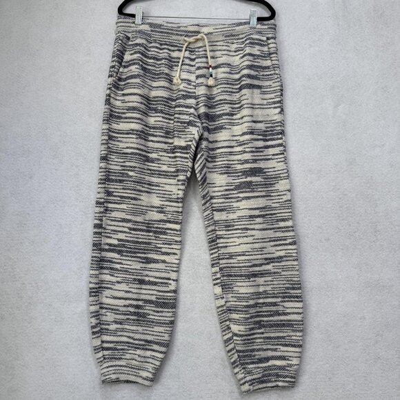 Sol Angeles Pants Womens Large Gray White Knit Drawstring Textured Jogger Stripe - Picture 1 of 7